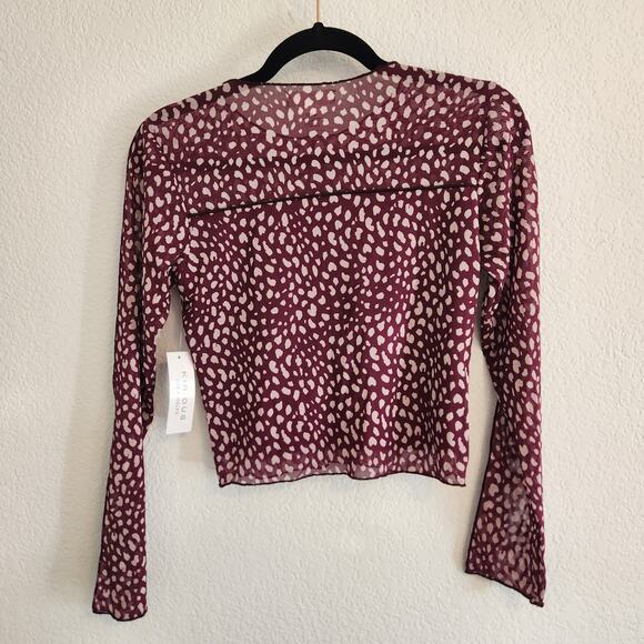 Kirious Los Angeles Womens Size Small‎ Maroon/White Animal Print Shear Shirt - Picture 6 of 6